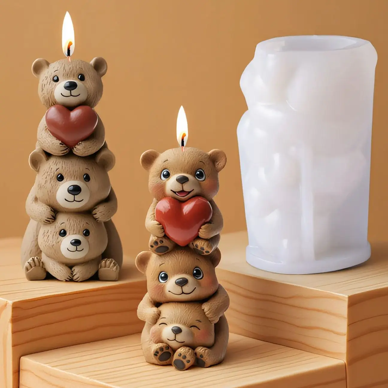 

Stacked Bear Aromatherapy Candle Silicone Mold DIY Home Resin Decoration Handmade Gypsum Expanded Stone Silicone Mold