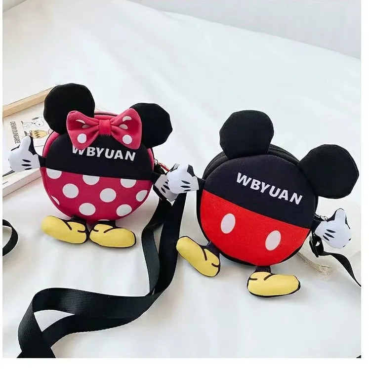 2024 Disney Mickey Minnie Children's Shoulder Bag Cute Cartoon Crossbody Bag Boys and Girls Mini Bag Fashion Coin Purse