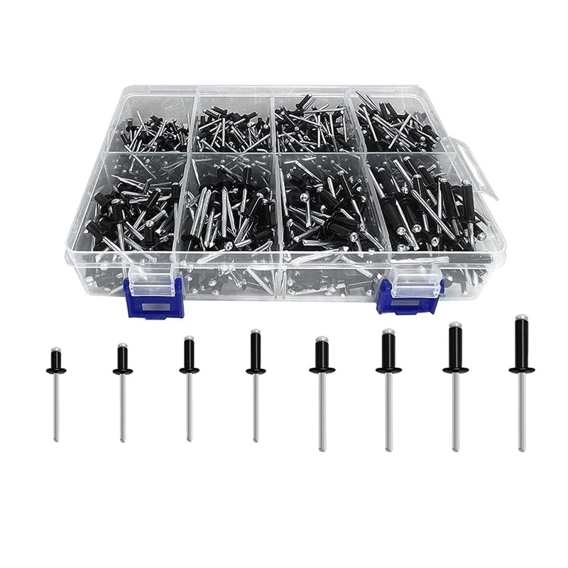 

1Set Rivets Blind Rivets Assortment Kit 8 Sizes Aluminum (1/8In X 1/4In,5/16In,3/8In,1/2In,3/16In X 5/16In,3/8In, 1/2In,5/8In)