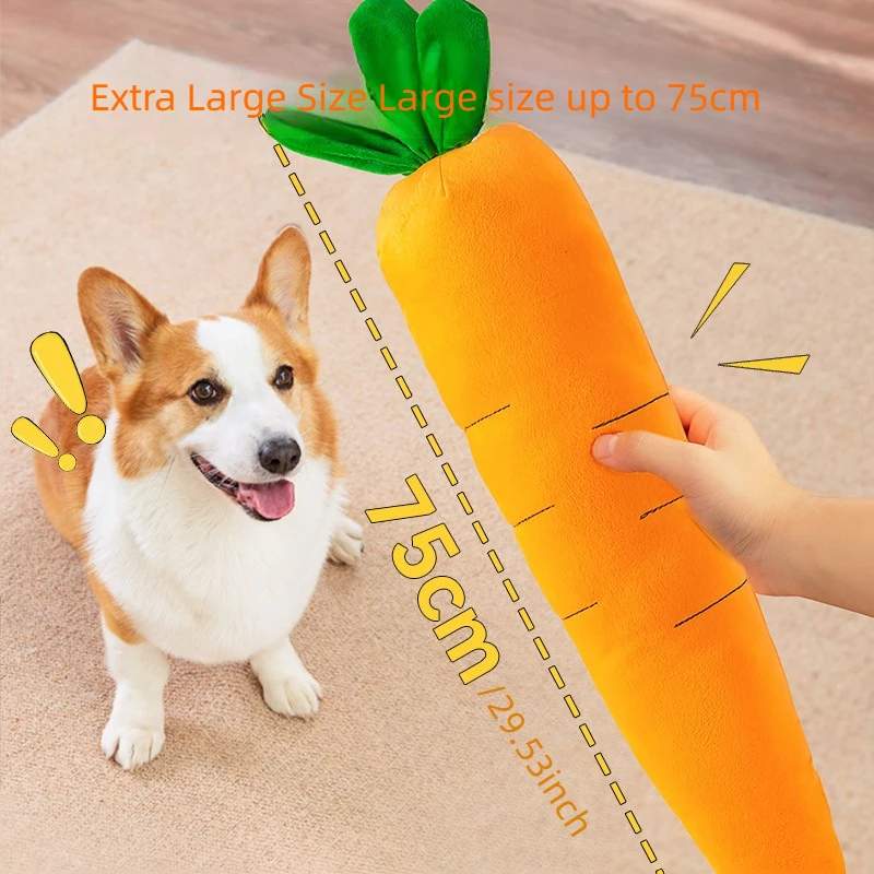 

Dog Sound Toy Carrot Shape Squeak Bite Resistance Plush Chew Grinding Toy Small Dog Large Dog Pet Dog Toy Pet Accessories