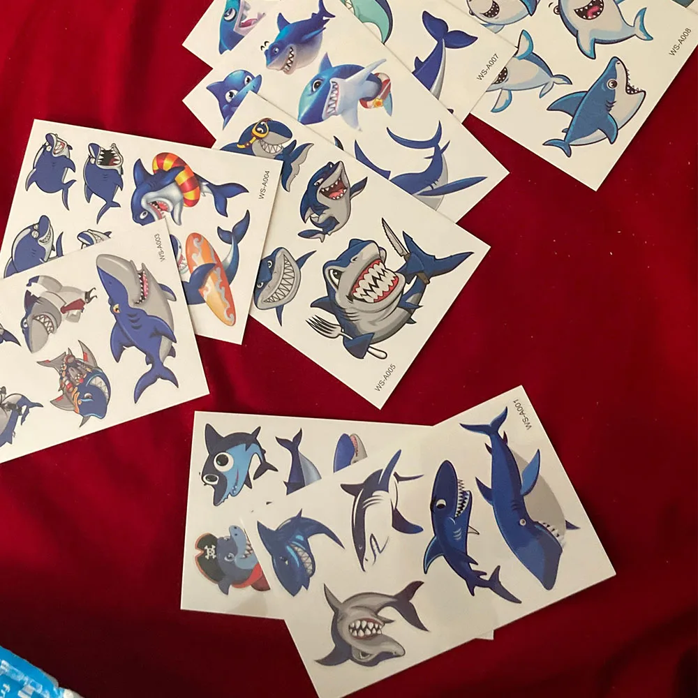 Shark Temporary Tattoos 8 Sheets Shark Tattoo Body Stickers for Ocean Sea Shark Themed Baby Shower Birthday Decors Party Favors