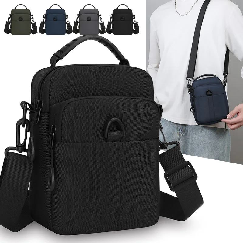 Men's Crossbody Bag Multi-Pocket Oxford Sling Shoulder Pouch Compact Travel Daily Commute Organizer for Phone Essentials