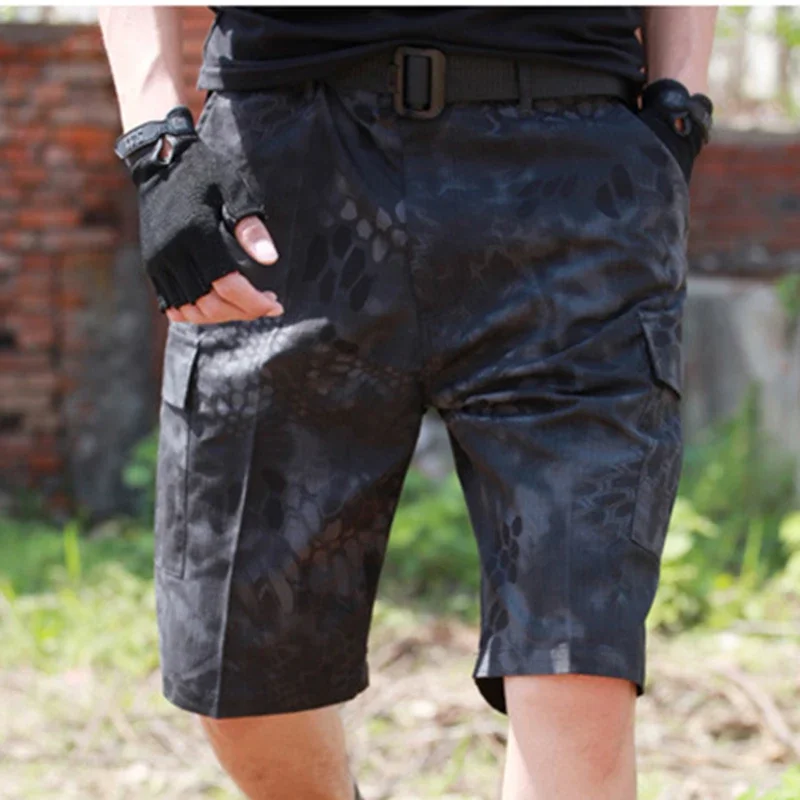 Summer Men's Camouflage Loose Cargo Tactical Shorts Outdoor Sports Hunting Camping Climbing Training Knee Length Short Trousers