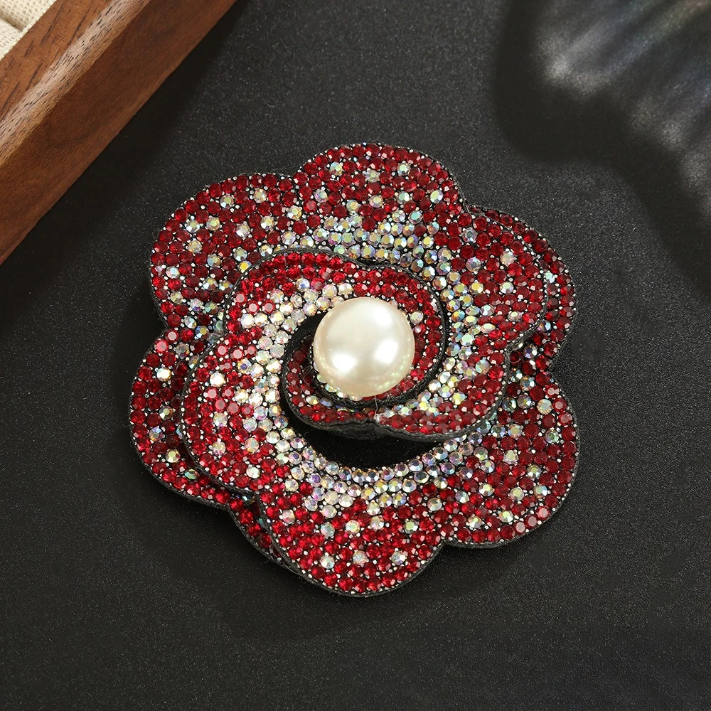 Artificial Pearl Rhinestone Rose Brooch Women's Jewelry Accessory Pin Wedding Dress Banquet Party Gift Corsage