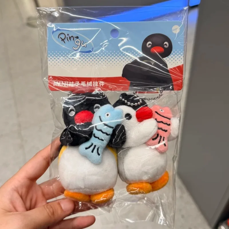 حقيقية Pingu زوجين صغيرة أفخم سلاسل المفاتيح ألعاب جميلة بلوشي حقيبة صغيرة الملحقات Pingu الحيوان الدمى على ظهره المفاتيح هدية