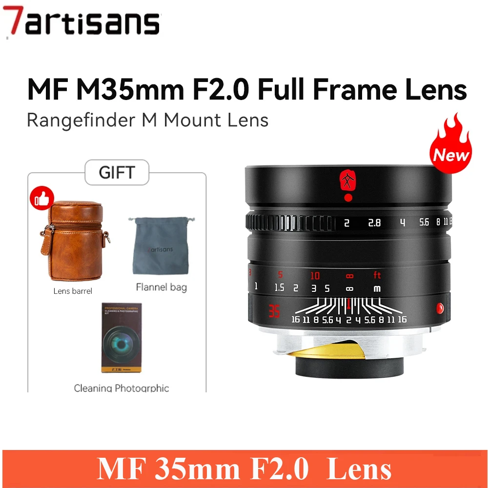 

7artisans M35mm F2.0 Полнокадровый портретный ручной основной объектив для камер Leica M-Mount, таких как M240 M3 M6