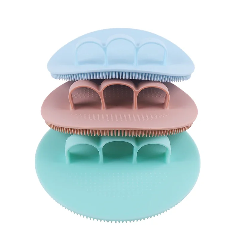 Silicone Body Scrubber Natural Bristles Skin Exfoliator Scrub Shower Sponge Brush Silicone Bath Shower Brush Bathing Accessories