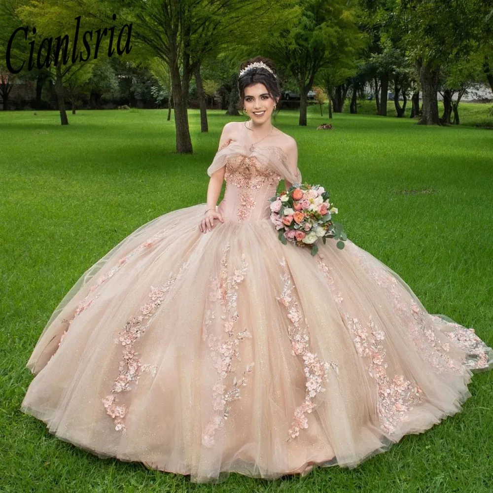 

2023 Vestidos De XV Años Quinceanera Dresses 3D Floral Appliqued Beading Sweet 16 Birthday Gowns Mexican Girls Brithday Wear