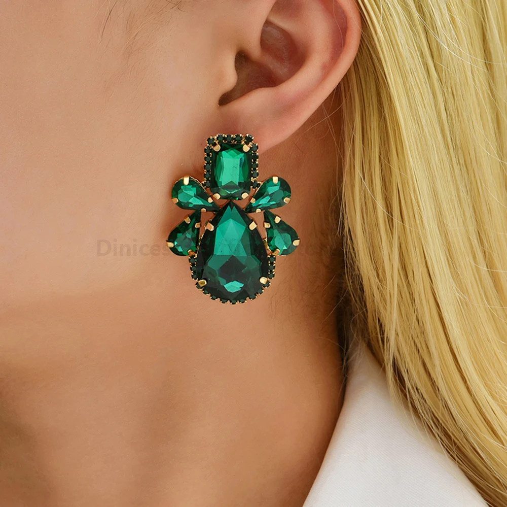 Luxury Charm Y2k Pendnat Jewelry Vintage Multicolored Sparkly Crystal Glass Teardrop Dangle Drop Earrings For Women Trendy Gift