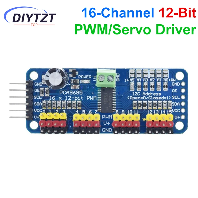 DIYTZT PCA9685PW 16 canais 12 bits PWM/Servo Driver-I2C interface PCA9685 módulo Raspberry pi escudo módulo servo escudo