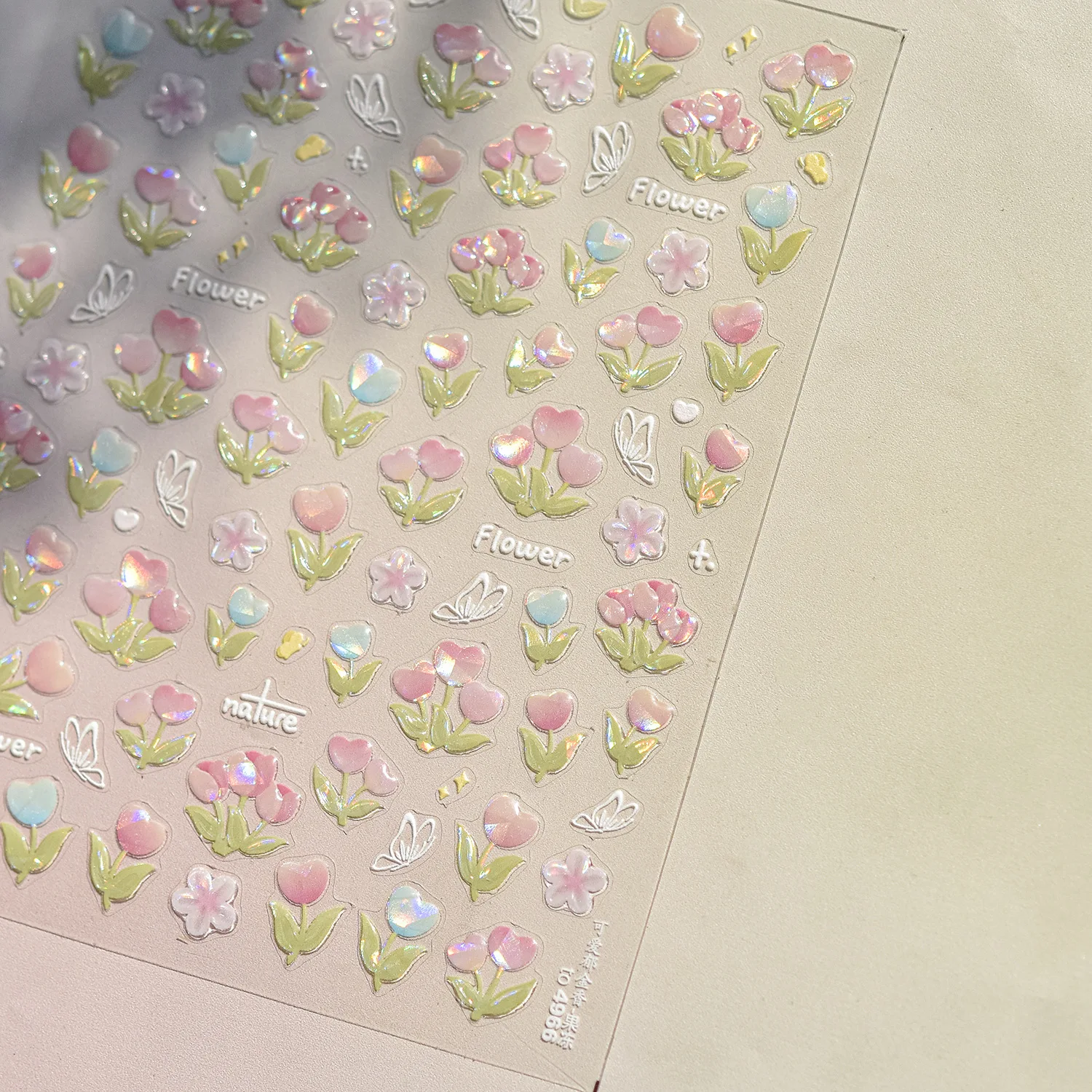 鮮やかなリンゴ桃の花ハッピーバカロリーロマンチックな春の庭 5D ネイルアートステッカー花自己粘着マニキュアデカール