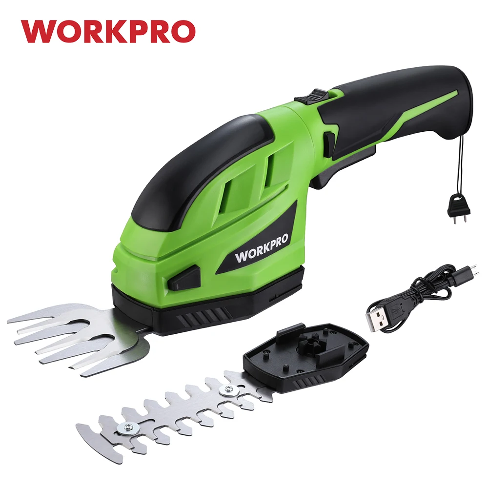 

WORKPRO 3.6V Cordless Hedge Trimmer Grass Shear Electric Shrubbery Cutter Portable Cutter Trimmer 2 in1 Rechargeable Garden Tool