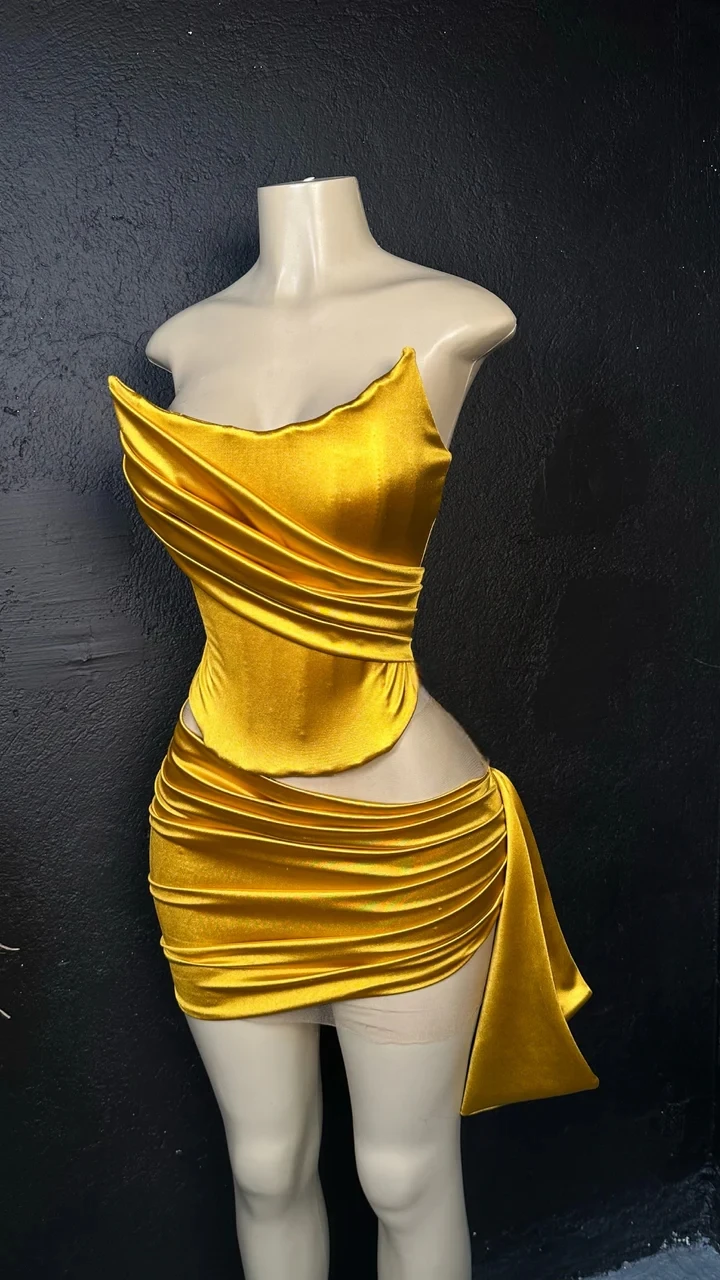 

Gold Sheer Short Prom Dresses Black Girls Sexy Birthday Party Dresses African Mini Cocktail Dresses Homecoming Customized