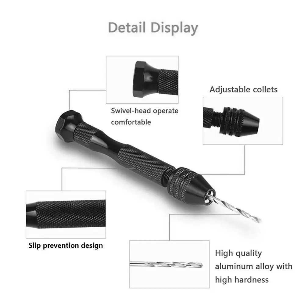 

60 Pcs HSS Pin Vise Hand Drill Set 0.3-1.2mm Mini Pin Vise Drill Bit Twist Hand Twist Drill Tool Set