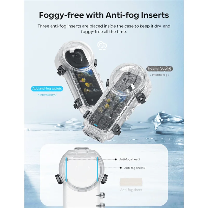 ABKI-AMAGISN 50M 방수 보이지 않는 다이브 케이스 Insta360 X4 액션 카메라 액세서리 용 방수 하우징 커버 Anti-Scratch