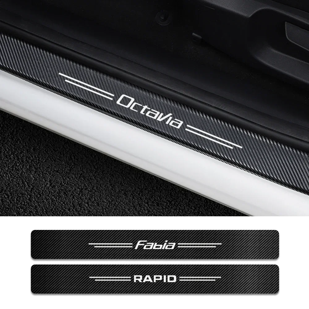 

4PCS Car Protector Door Sill Stickers Accessories For Skoda Octavia 2 A7 A5 Fabia 3 Rapid Superb 3 Kodiaq Scala Karoq Kamiq