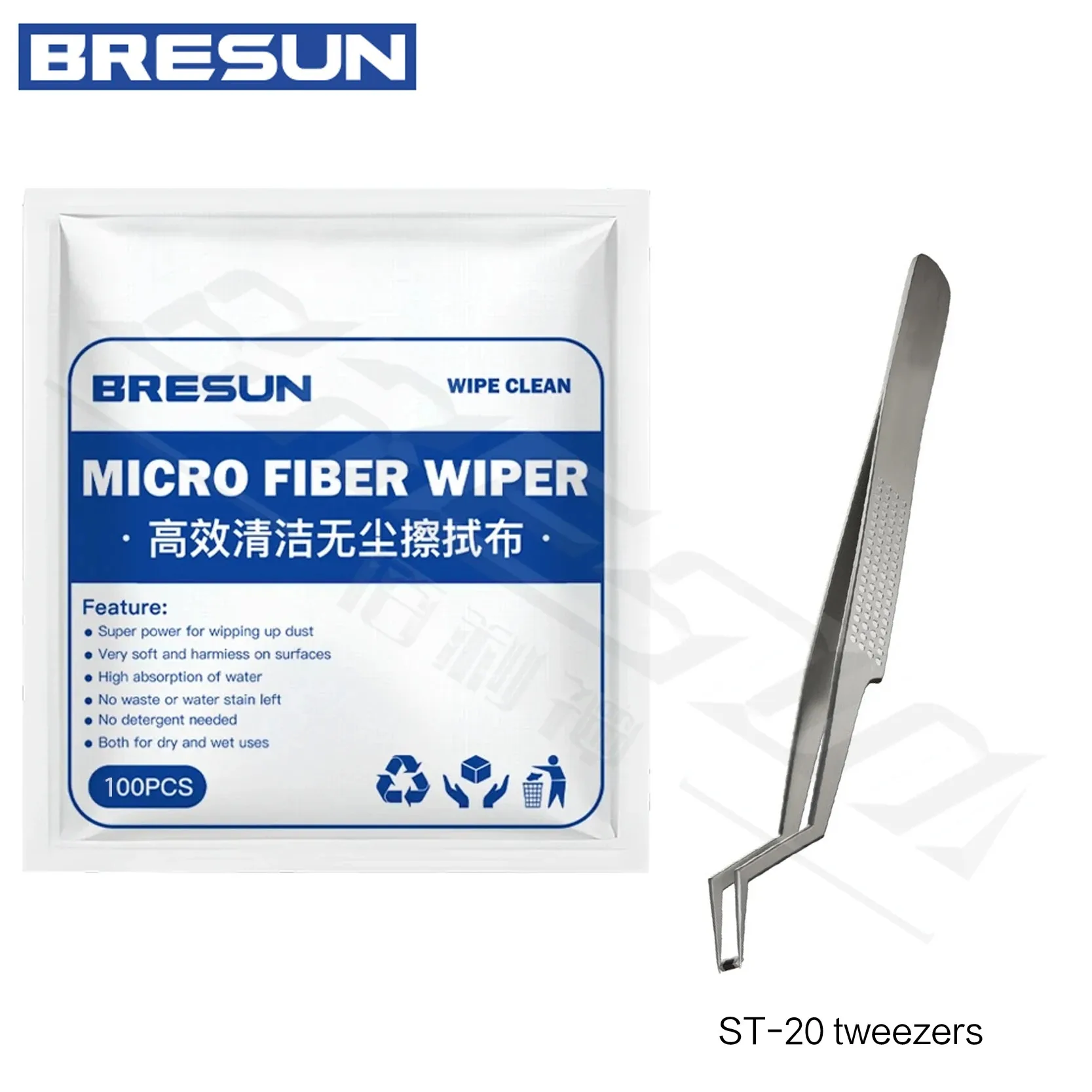 Bresun Antistatisches fusselfreies Reinigungstuch-Set für Telefon, Tablet, LCD-Linse, Glasrückabdeckung, Staubentfernungs-Reparaturwerkzeug-Set – Detail 4