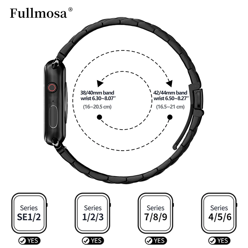 Fullmosa for Apple Watch Band with Case 38/40/41/42/44/45mm Stainless Steel Strap for Apple Watch Series 9/8/7/6/5/4/3/2/1/SE