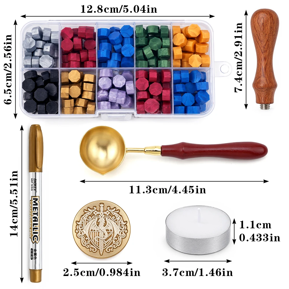 Wachssiegel-Stempel-Set mit Wachsperlen, Rosenholzgriff, Schmelzlöffel & Kerze, Olivenzweig-Muster für Briefumschläge, Einladungen, DIY-Bastelarbeiten