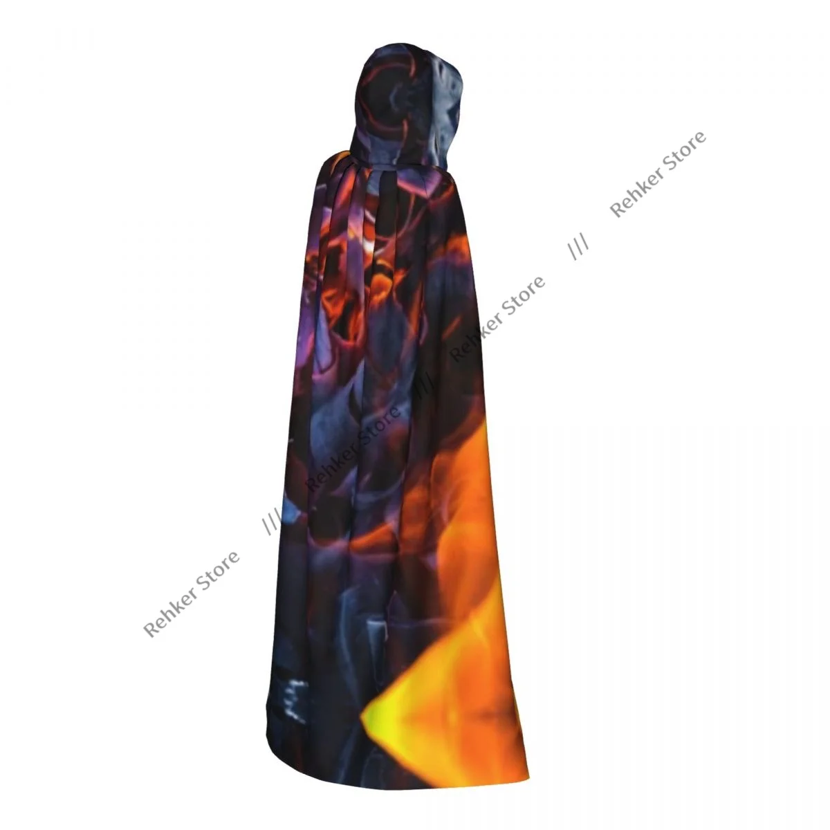 Abstract Fire Flames Elements Hooded Cloak Coat Halloween Cosplay Costume Vampire Devil Wizard Cape Gown Party