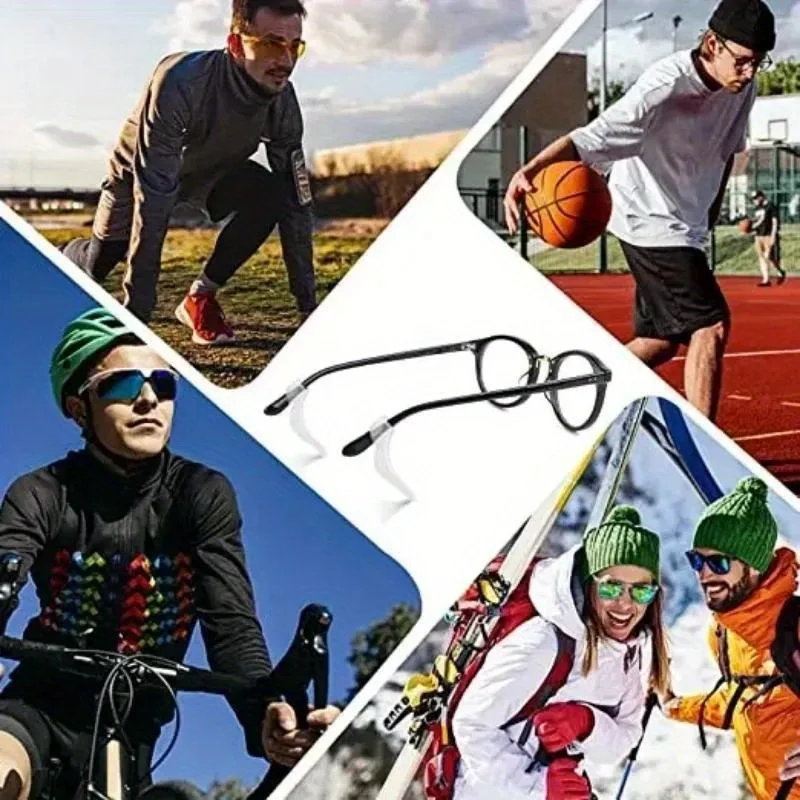 28 Soft Anti Slip Glasses with Ear Hooks,Transparent Temple Legs,Anti Drop Glasses Holder,Black and White color Random