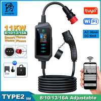 evsow WIFI Electric Car Charger Type2 Portable EV Charger 11KW 16A Fast Charging Cable For Electric Car 5M 3 Phase EVSE Wallbox