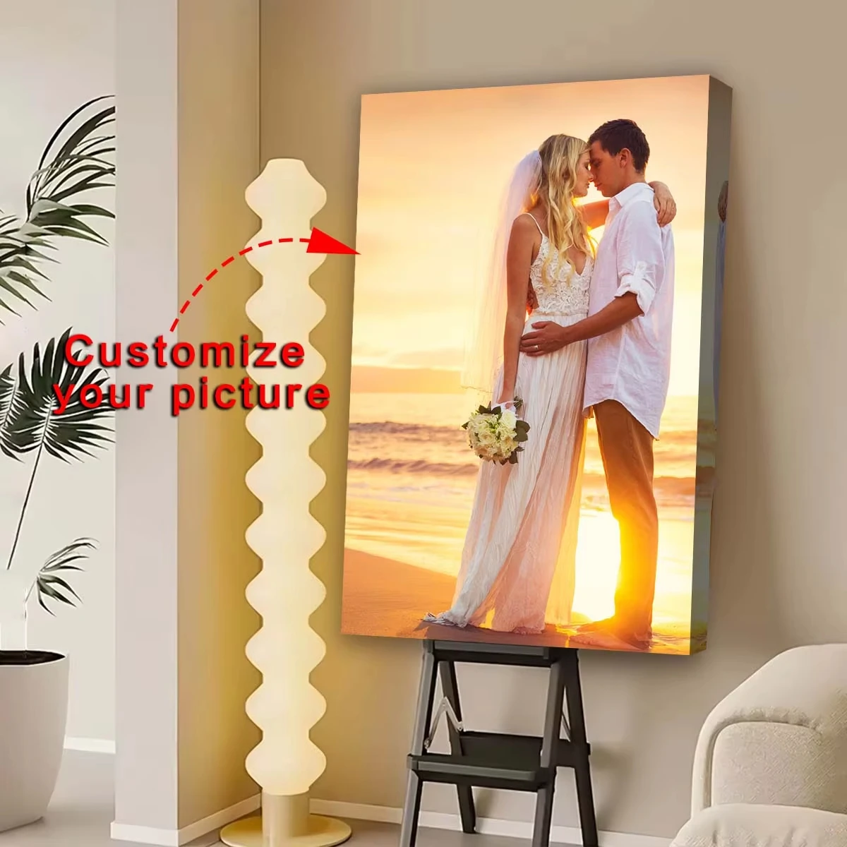 Peinture sur toile personnalisée à partir de vos photos, décoration murale pour mariage, anniversaire, animaux de compagnie, fam