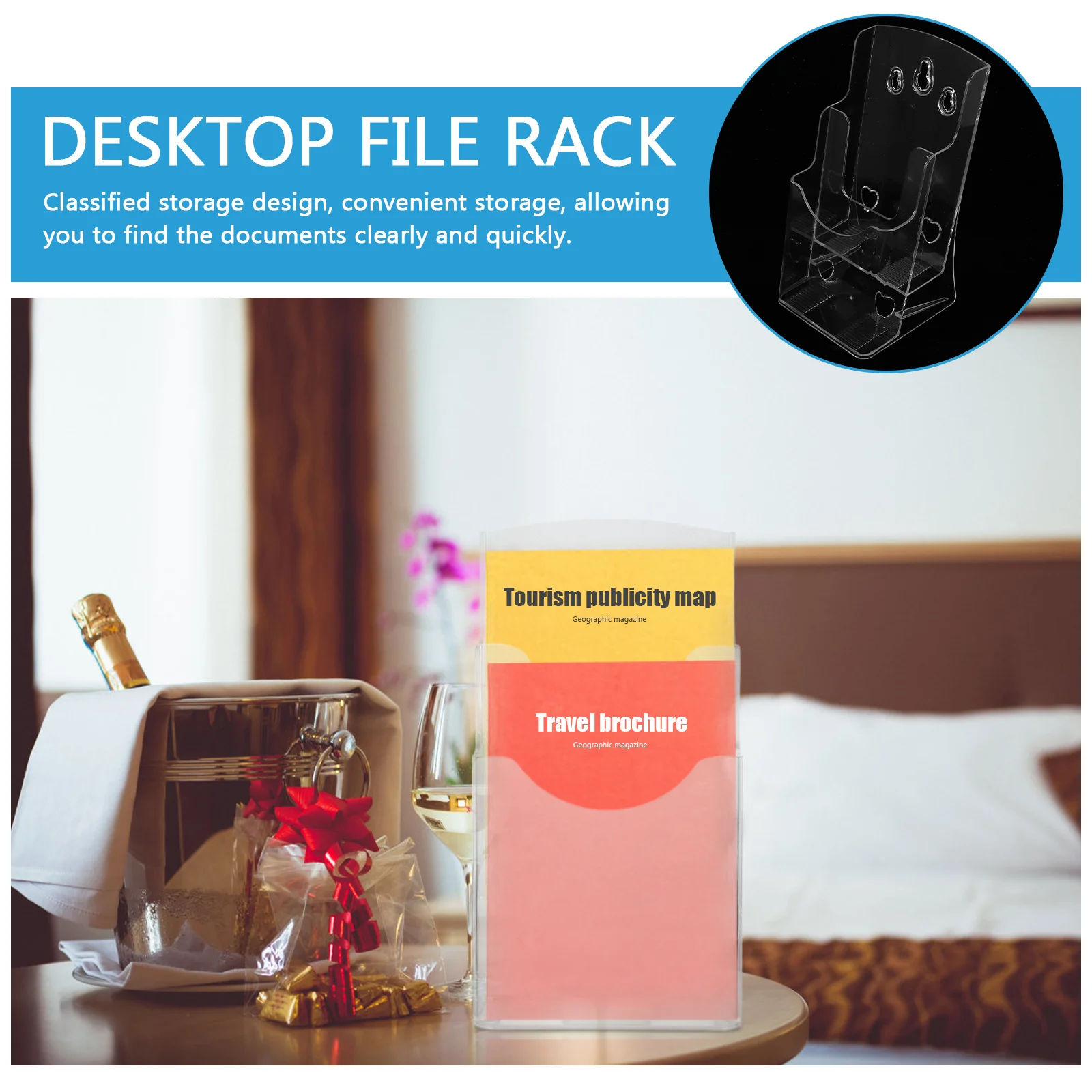 Data Rack File Clear Brochure Holder Wall Mount Leaflet Pamphlet Flyer Desktop Tabletop Document Stand