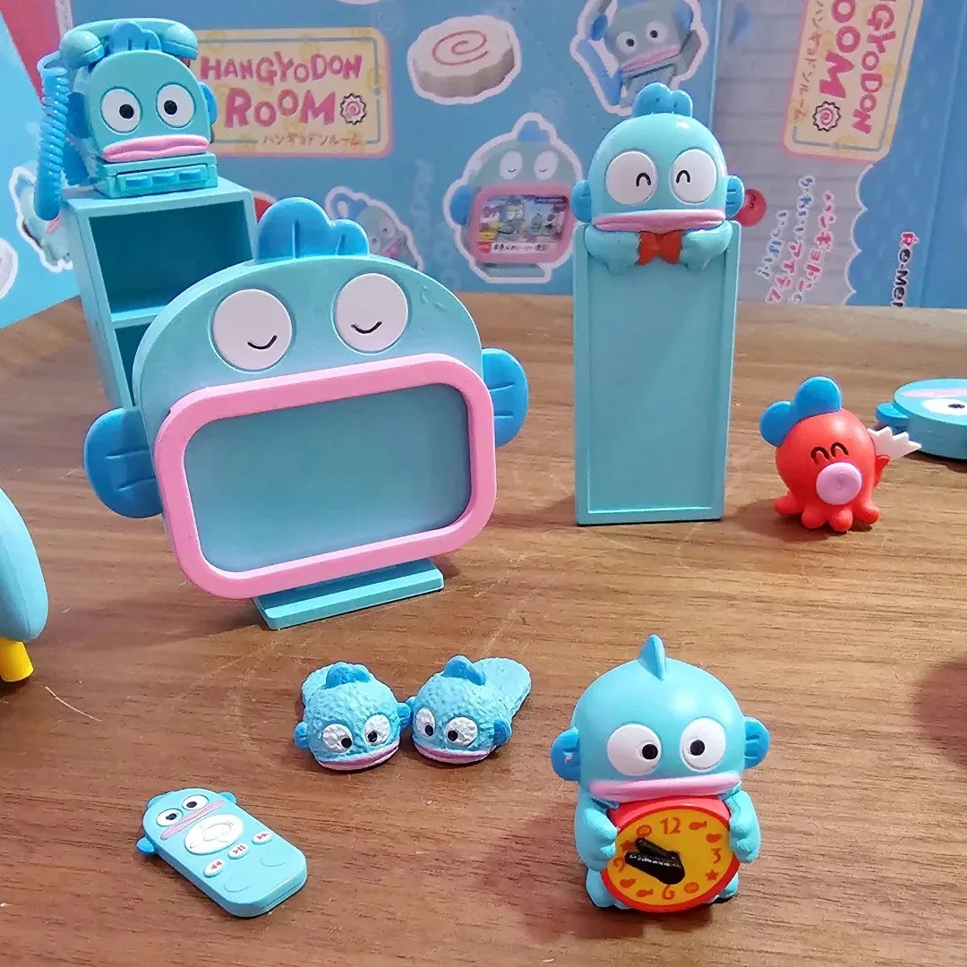 8 stücke Sanrio Hangyodon Zimmer Action Figur Spielzeug Für Kinder Geschenk Sammeln Modell Ornamente Hässliche Fisch Mini Blind Box Set