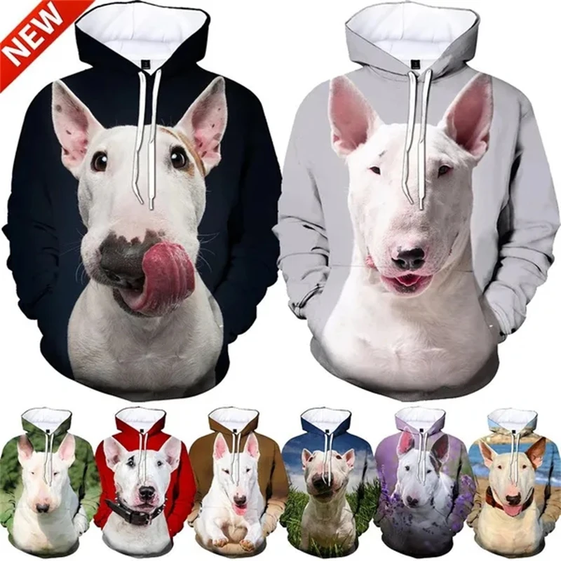 New Fashion Bull Terrier 3D Printed Men And Women Hoodies Clothing Casual Dog Bull Terrier Long Sleeve Streetwear Tops Hooded