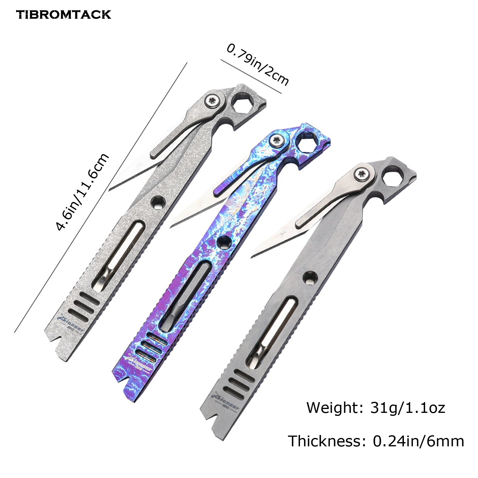 Titanium Mini Folding Utility Knife, 1.1oz EDC Keychain Tool