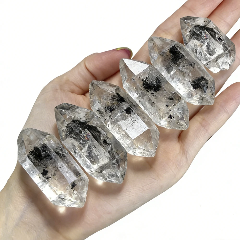 Black Herkimer Diamond Crystal | Raw Specimen with Dynamic Sand Inclusions Water Gall for Reiki & Unique Gemstone Collection