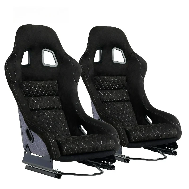 

Universal Black Suede Red Stitch Glitter Fiberglass Racing Bucket Seat