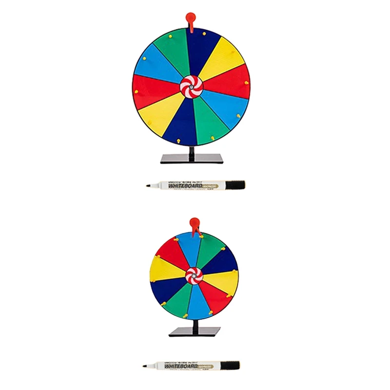 Top!-Tabletop Spinning Prize Wheel 10 Slots Editable Spinning Wheel With Dry Erase Pen For Fortune Spin Game Board Game