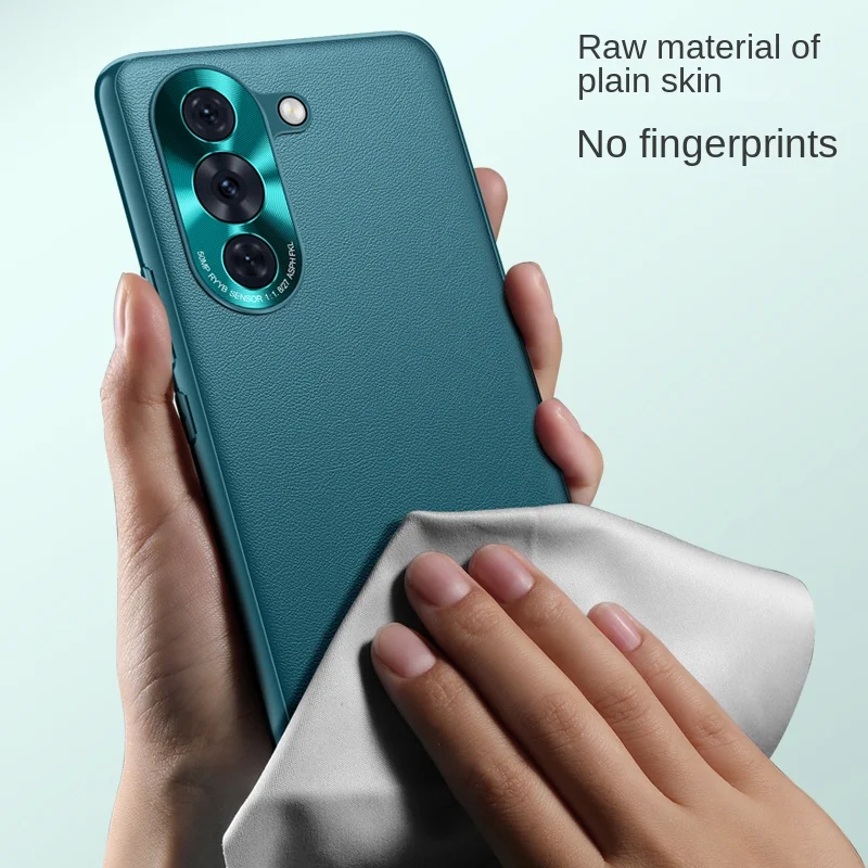 حافظة لهاتف هواوي نوفا 10 10 برو بعدسة معدنية جلدية متكاملة وسادة هوائية مضادة للسقوط ومضادة لبصمات الأصابع