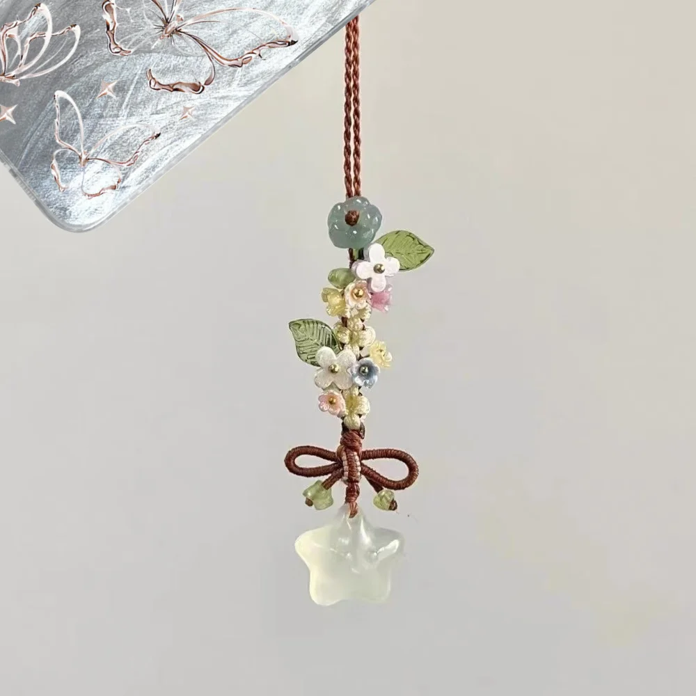 Nuovo stile cinese farfalla cinghie per cellulare fiore in rilievo fascino del telefono estetica fatta a mano cordino per telefono in cristallo regali pendenti