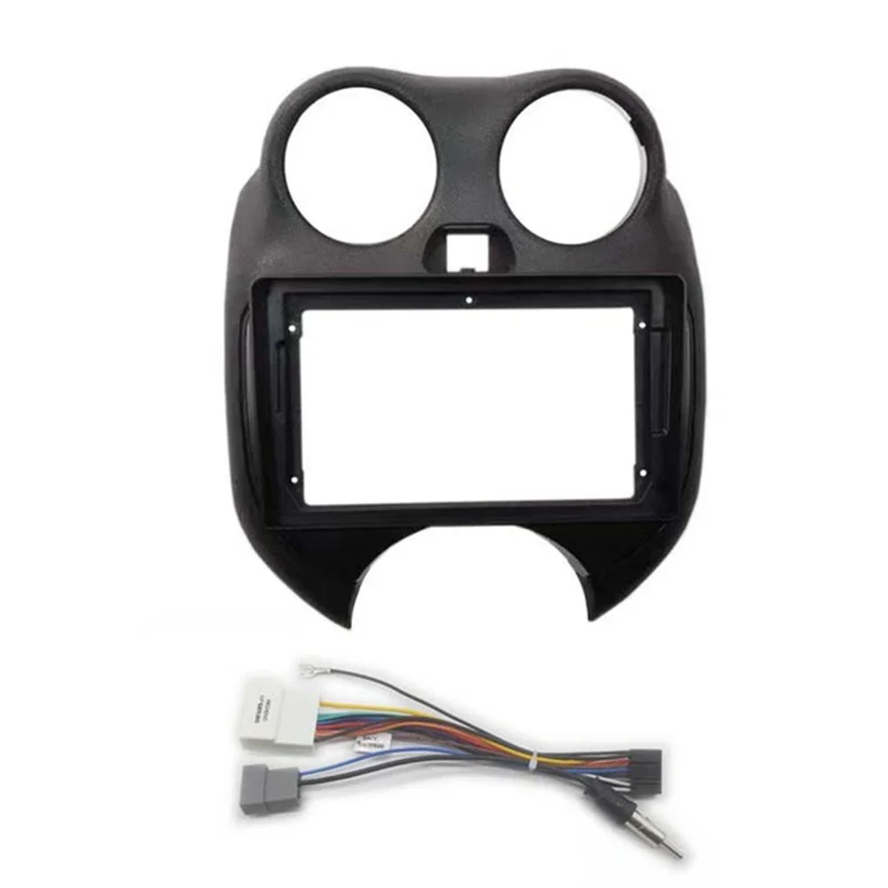 Car Dashboard Panel Frame Radio Fascia For Nissan Micra / March(K13) 2010-2013 ABS Black Auto Replacement Accessories