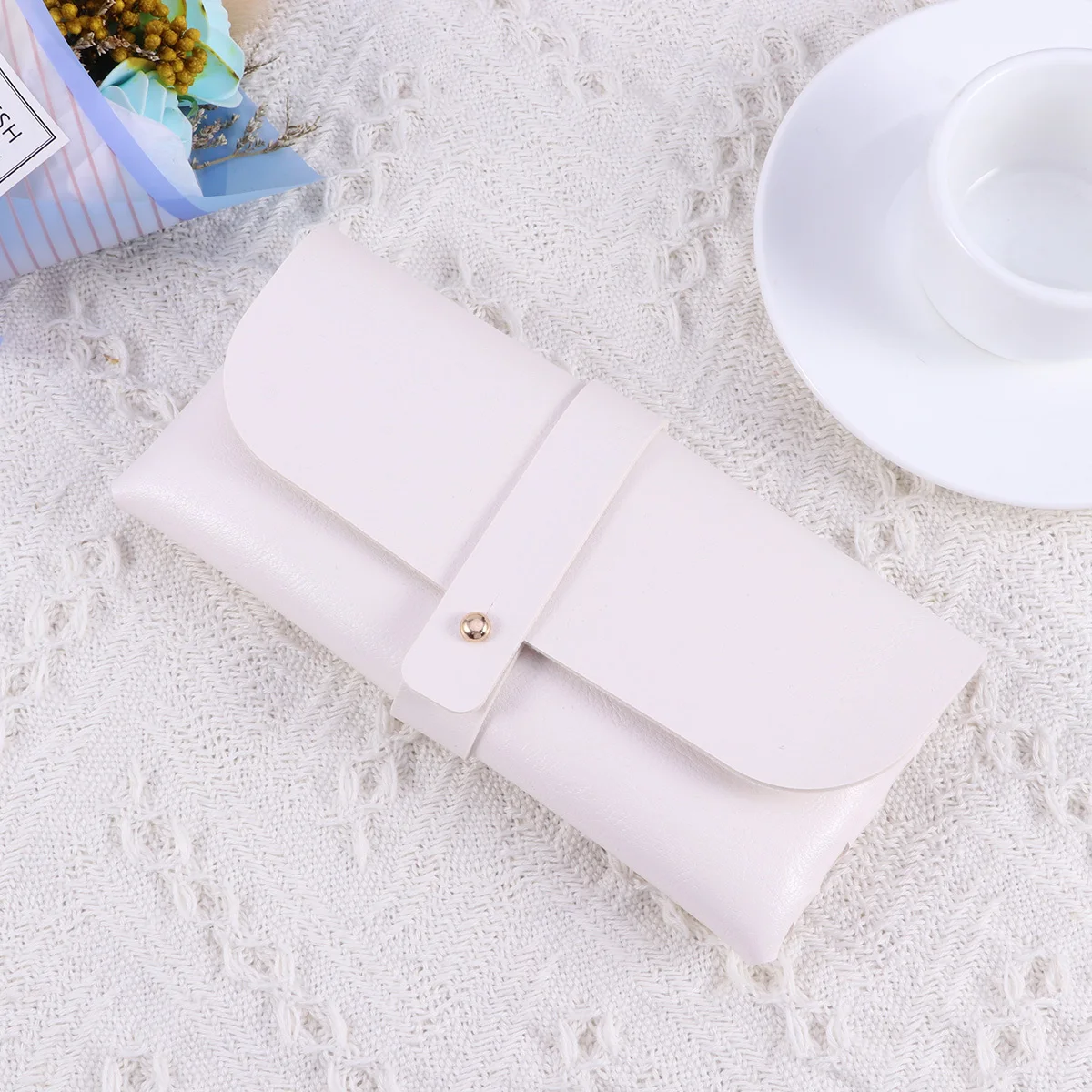 

PVC Glasses Case Buckle Clamshell Handmade White Slim Stylish Cover Bag Large Capacity Protective Glasses Holder