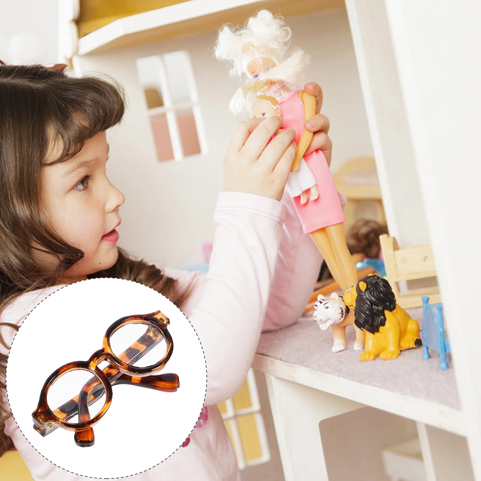 

2 Pairs Mini Glasses Eyeglasses for Small Eyewear Sunglasses Frame Miniature