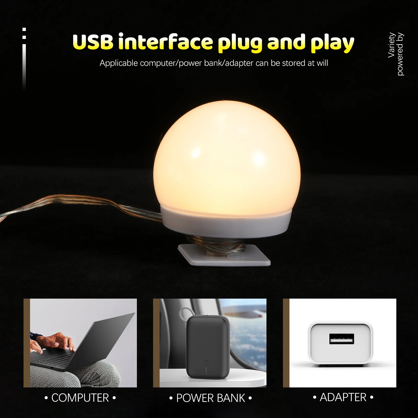 1 conjunto de luz led para espelho de maquiagem, brilho ajustável, usb, lâmpada de vaidade, banheiro, parede, adesivo, sem perfuração, fácil instalação, brilhante