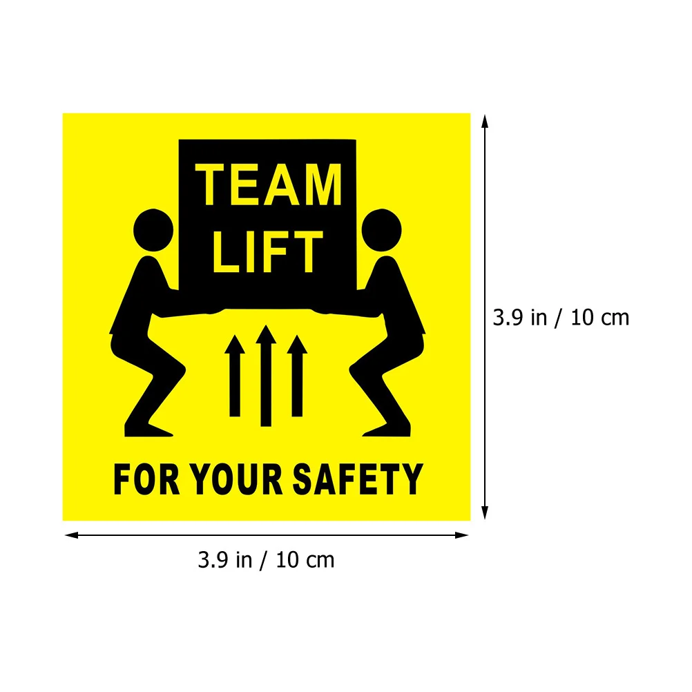 200pcs Outer Box Label Team Lift Warning Stickers Heavy Object Shipping Labels Self-Adhesive Safety Decal For Factory Hospital