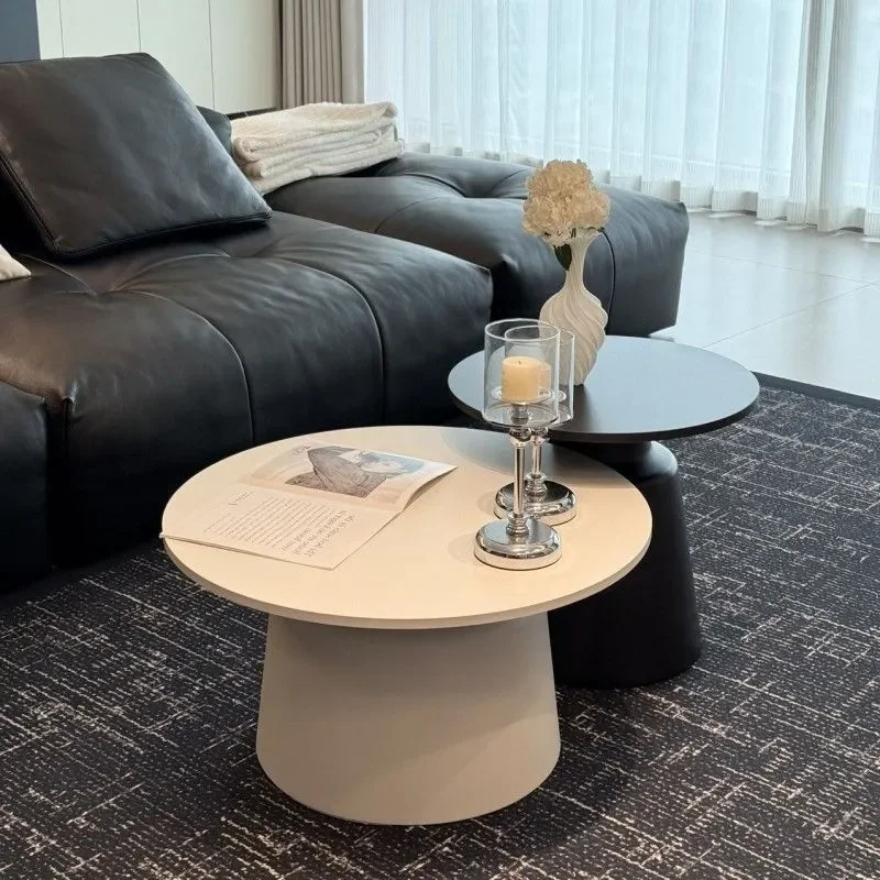 Cream style white home living room coffee table combination Internet celebrity round table modern simple small apartment side