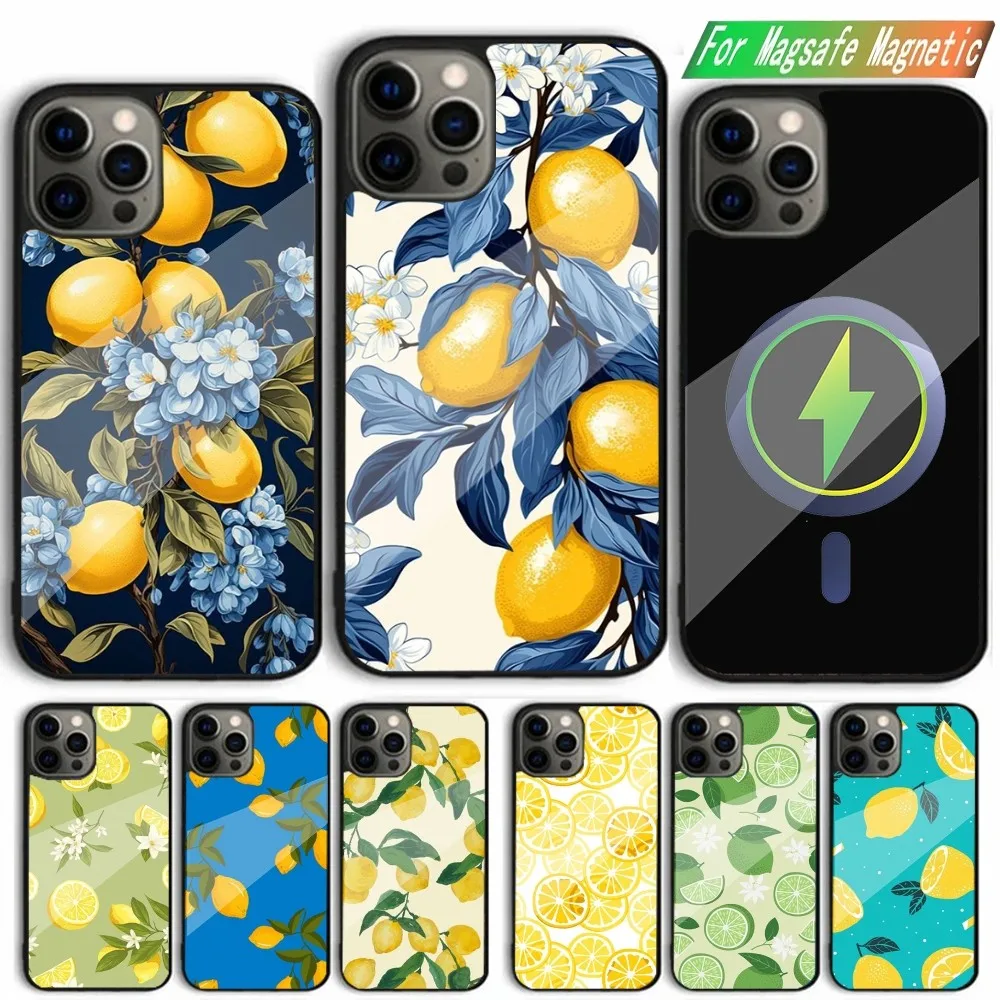 

Fruit lemon Painting Phone Case For iPhone 15,14,13,12,11,Plus,Pro,Max Mini Magsafe Magnetic Wireless Charging