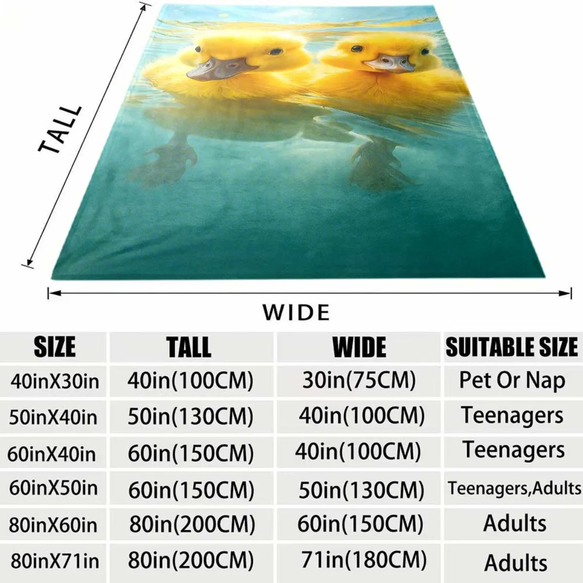 Cute Yellow Ducklings Flannel Blanket Soft Cozy Throw Blanket Underwater Little Duck Print Bed Sofa Cover Kids Animal Home Decor