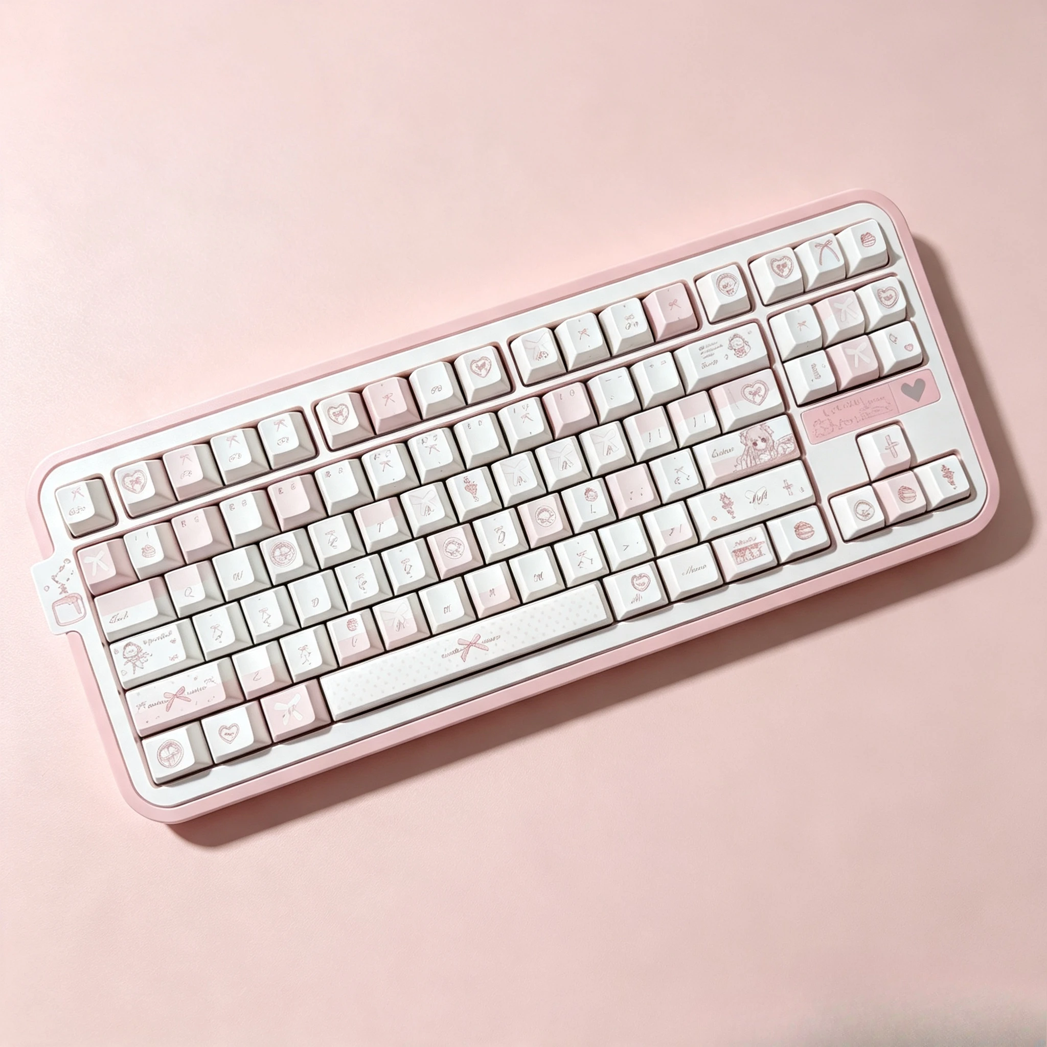 White Sheep Pink Keycaps Set Cherry Profile Cute Keyboard Caps Custom PBT Key Caps for Mechanical Keyboard Accessories Gift