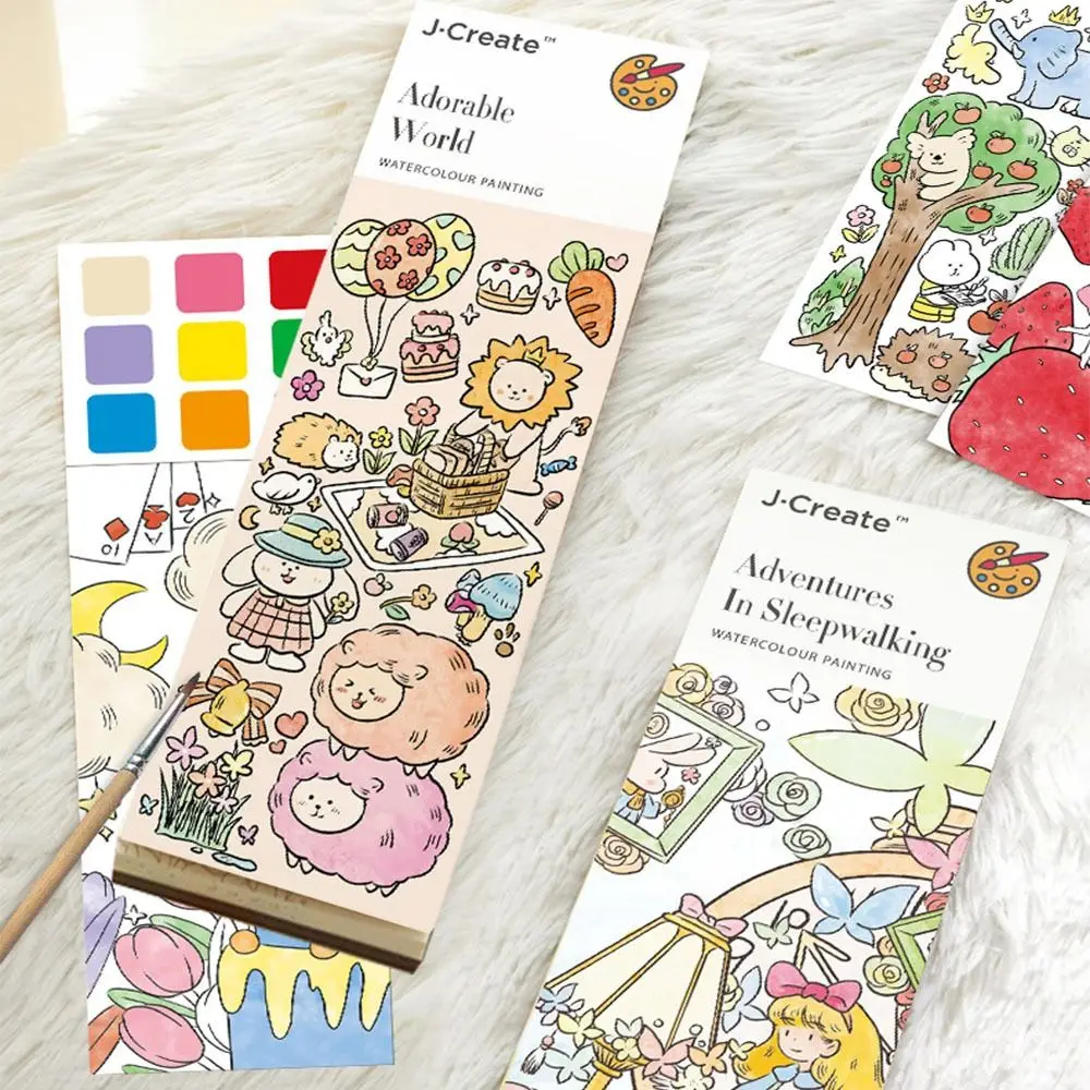 DIY Bookmarks Coloring Toys Graffiti Picture Book Coloring Books With Paint and Brush Pocket Drawing Book Blank Doodle Book Set