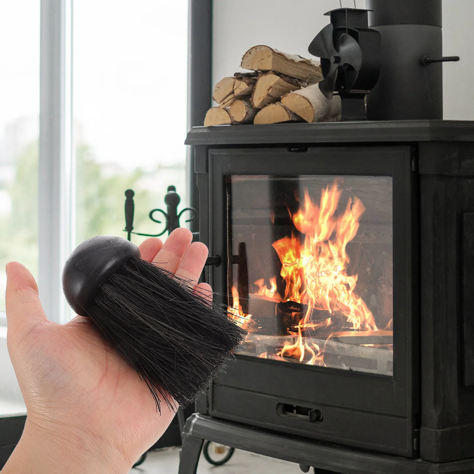 4Pcs Fireplace Brush Kit Portable Lightweight Handheld Duster for Fireplace Ash Removal Grill Cleaning Kitchen Accessories Wood