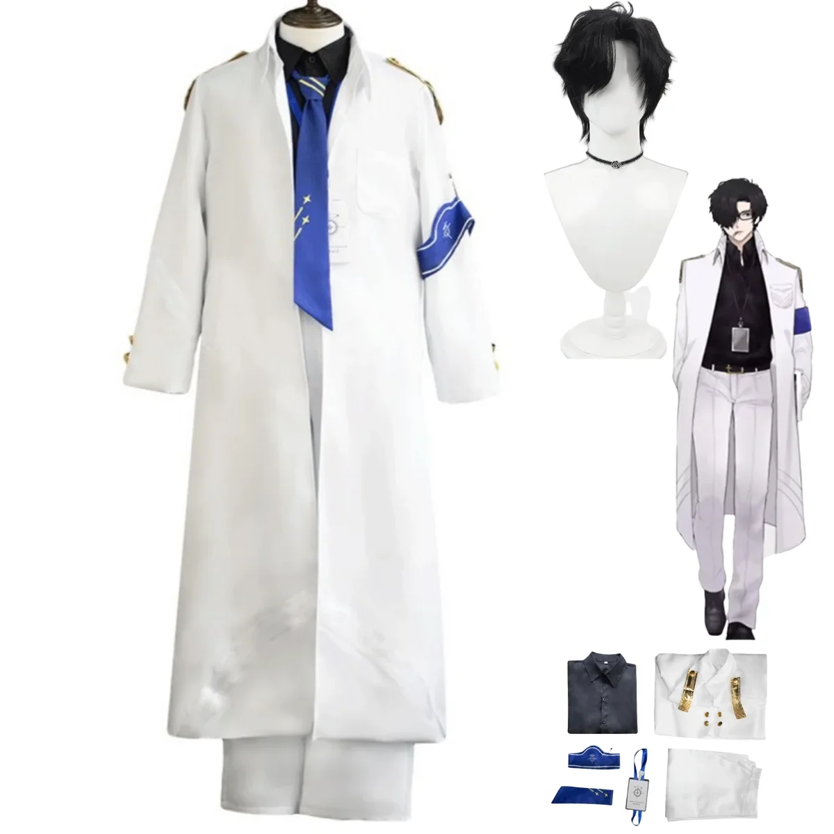 Game Blue Archive The Animation Teacher Schale Cosplay Costume Working White Long Coat Shirt Uniform Wig Man Carnival Suit 2025