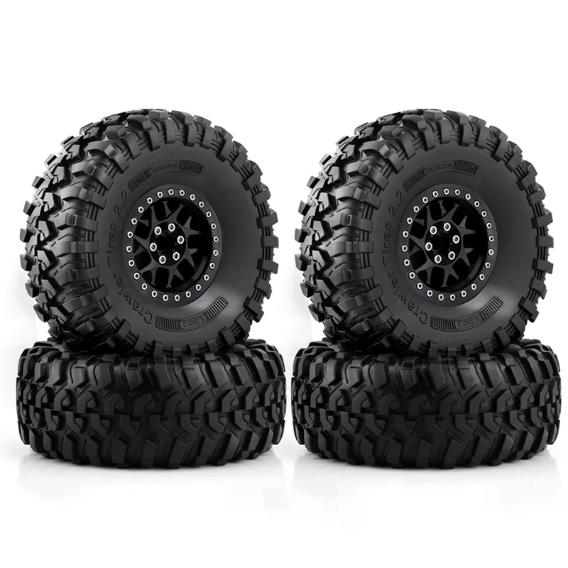 4Pcs 135mm Metal 2.2inch Beadlock Wheel Rim Tire for 1/8 1/10 RC Crawler Car Axial SCX10 Wraith RR10 Capra Traxxas TRX4