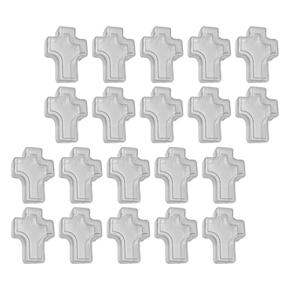 20Pcs Cross Shape Clear Jewelry Box Plastic Storage Container for Jewelry Organizing Display Retro Trinket Box Home Bedroom